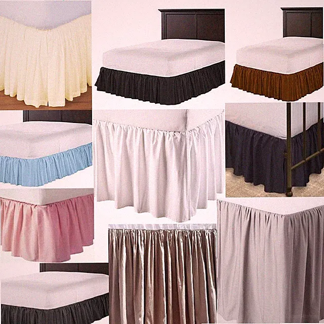 3 Side Solid Dust Ruffled Open Corner Bed Skirt 650 TC Cotton Length 21" - 23"