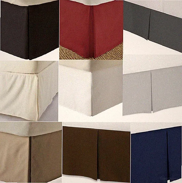 3 Side Tailored Bed Skirt - 650 TC Solid Cotton Split Corner Drop 10" 11" 12"