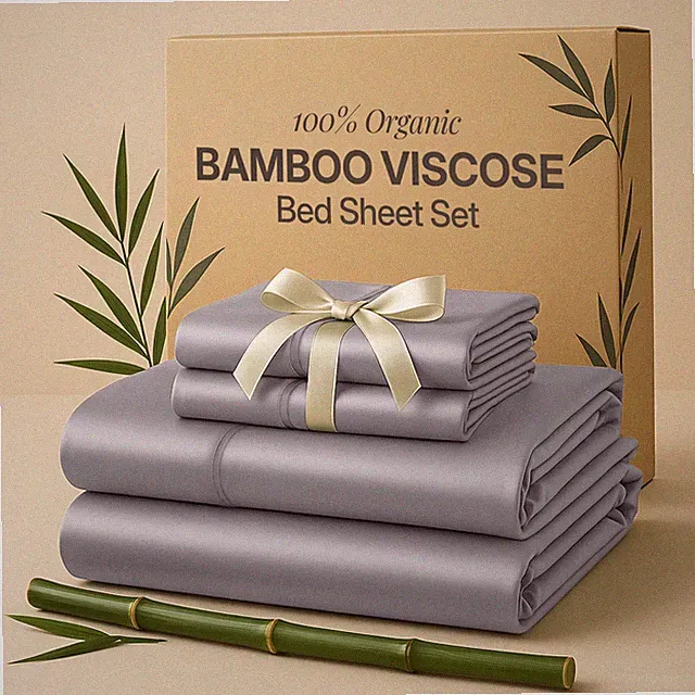 4PC Sheet Set 100% Bamboo Viscose Cooling Deep Pocket Luxury Soft Bed Sheets