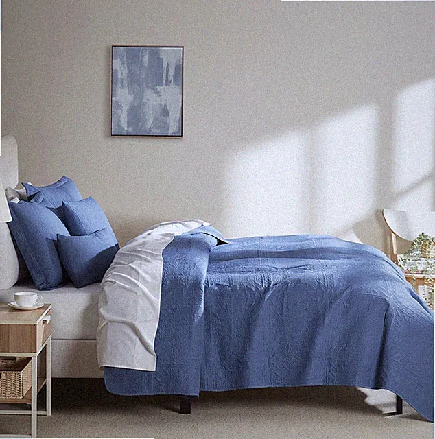 5 Pc Quilt Set by Nymbus Soft Bedspread Lightweight Grid Weave Design Coverlet