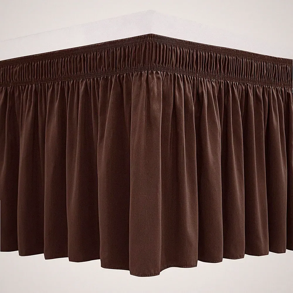 Biscaynebay Wrap Around Bed Skirts for Full Full XL Beds 15 Drop, Brown Adju...