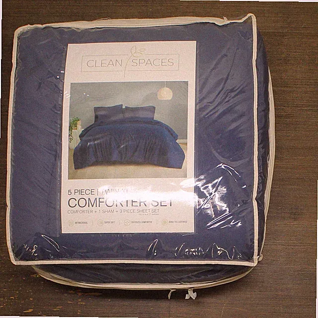 Clean Spaces 5-Piece Comforter Bedding Set Blue Twin XL