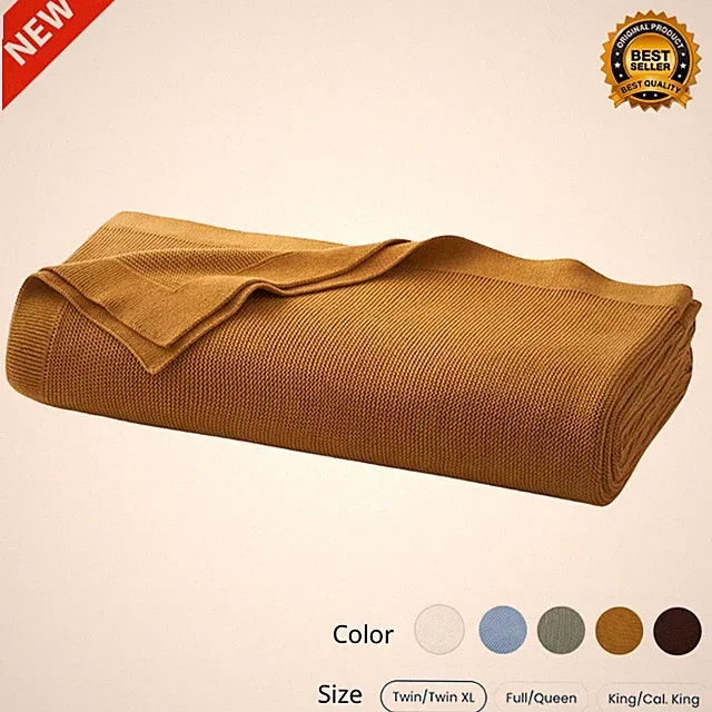 Company Cotton Classic All Season Breathable Cotton Knit Blanket Full Color/Size