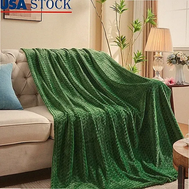 Durable Fleece Throw Blanket Lint Free Soft Warm Lightweight Decorative Plush US