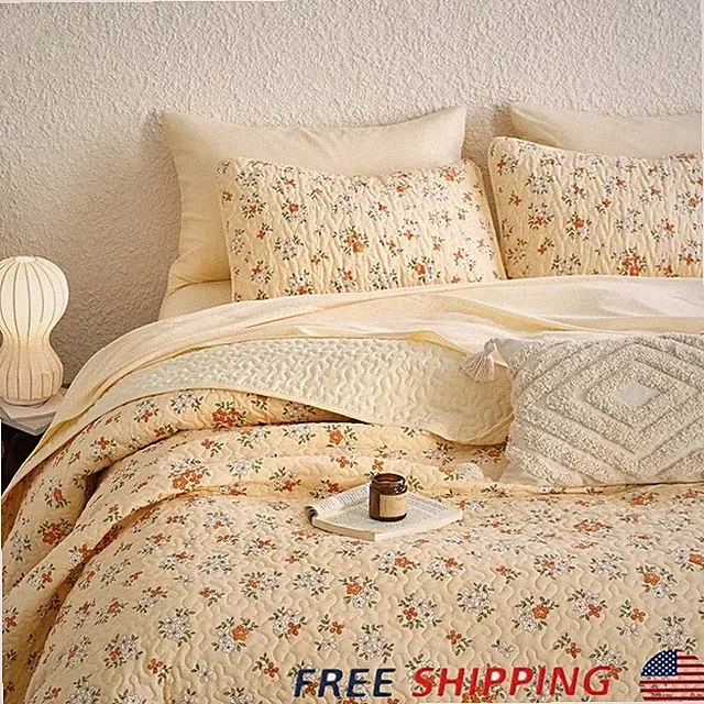 Floral Quilt Set Queen Full Lightweight Micorfiber Bedspread 3 Piece Bedding New