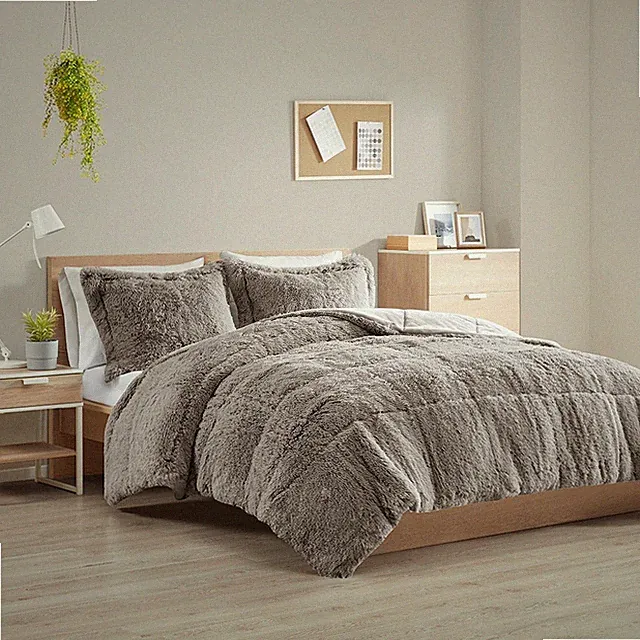 Intelligent Design 2/3pc Shaggy Faux Fur Comforter Set Ultra Soft All Season Bed