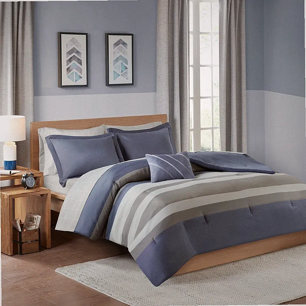 Intelligent Design Striped Comforter Set Twin XL Full Queen with Bed Sheets