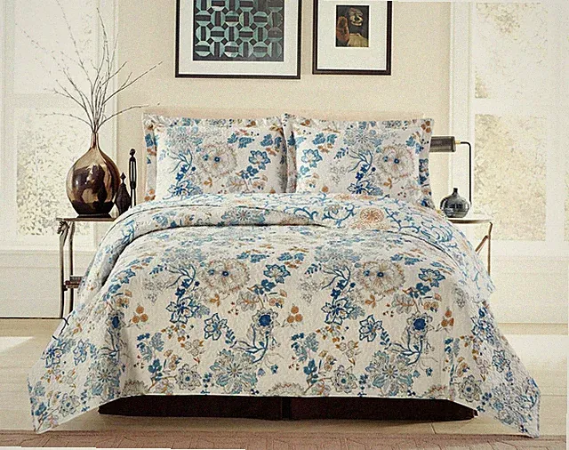 Oversize Layan Lightweight 3PC Atlantis Sun Shine Colors Printed Bed Quilt Set