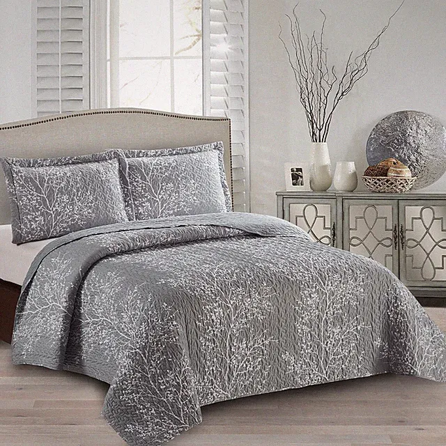 Soft Odette Reversible Lightweight Bedspread Over-Sized 3pc Quilt Set