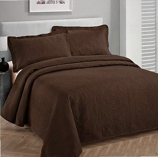 Twin XL Full Queen Cal King Bed Coffee Brown 3 pc Quilt Set Bedspread Coverlet
