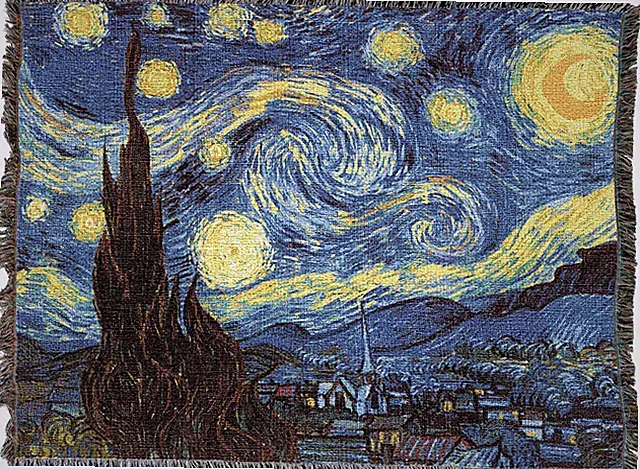 Vincent Van Gogh Starry Night XL Cotton Blanket - Cozy Art Throw 82x62